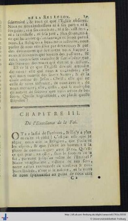 Chap. III. De l’Excellence de la Foi.