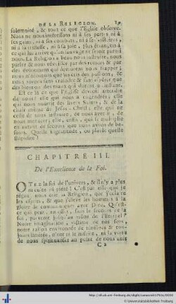 Chap. III. De l’Excellence de la Foi.