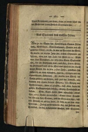 Aus Socrates des weisen Leben