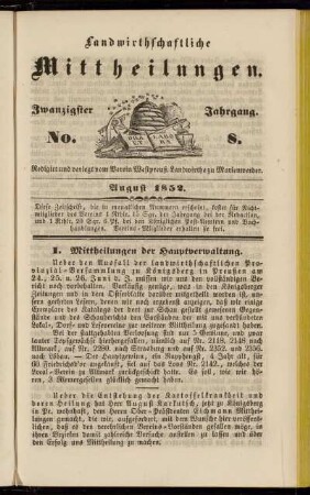 Zwanzigster Jahrgang. No. 8.