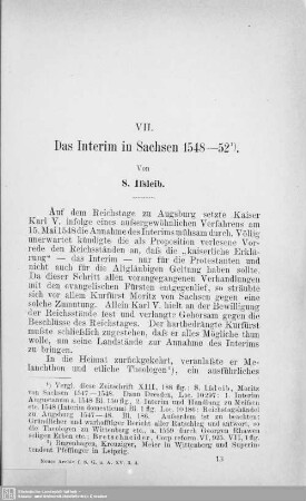 VII. Das Interim in Sachsen 1548-52