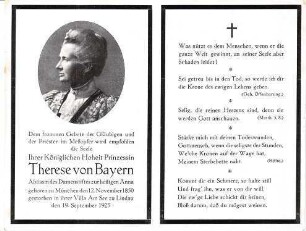 Totenbild für Prinzessin Therese von Bayern