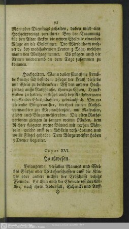 Caput XVI. Haußwesen