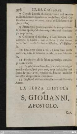 La Terza Epistola di S. Giovanni Apostolo