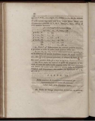 Parte II. Della maniera die determinare attualmente per approssimazione il valore di clascuna radice reale delle Equazion data.