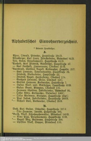 Einwohnerverzeichnis : Alphabetisches Einwohnerverzeichnis