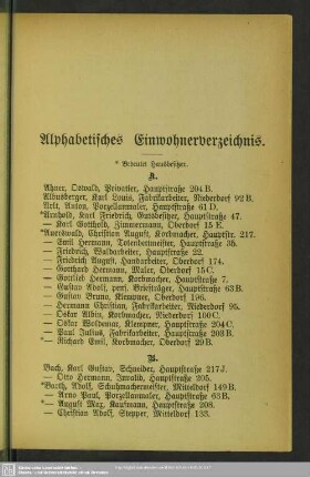 Einwohnerverzeichnis : Alphabetisches Einwohnerverzeichnis