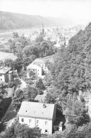 Bad Schandau: Blick über Bad Schandau vom Fahrstuhl