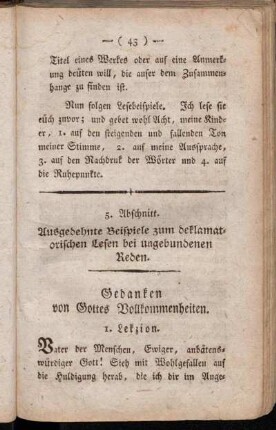 Gedanken von Gottes Vollkommenheiten. I. Lekzion. - 5. Lekzion.