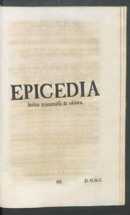 Epicedia serius transmissa & oblata