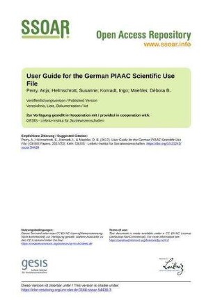 User Guide for the German PIAAC Scientific Use File