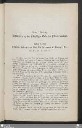 Dritte Abteilung. Beschreibung der flüchtigen Oele des Pflanzenreichs