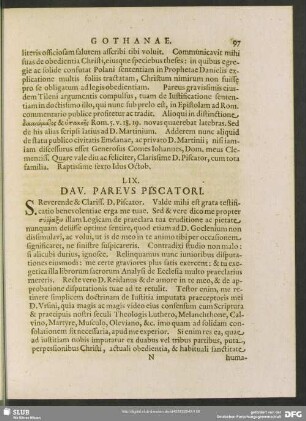 LIX. Dav. Pareus. Piscatori