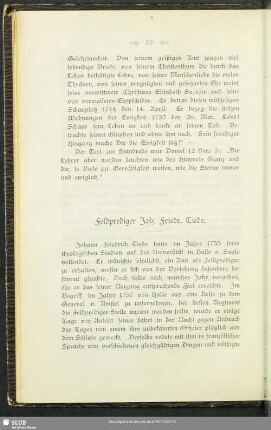 Feldprediger Joh. Friedr. Tiede