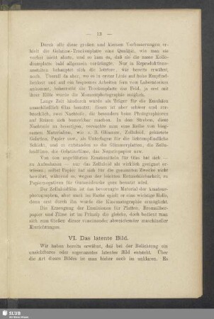 VI. Das latente Bild