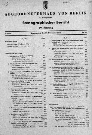 Nr. 19 (19), 21. November 1963
