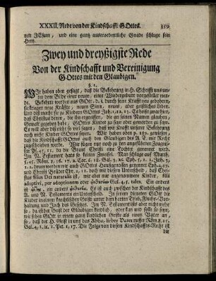 Zwey und dreyßigste Rede Von der Kindschafft und Vereinigung Gottes mit den Glaubigen.