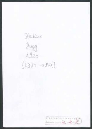 Kutzer, [Theodor], Oberbürgermeister der Stadt Mannheim, Schriftwechsel mit Wichert