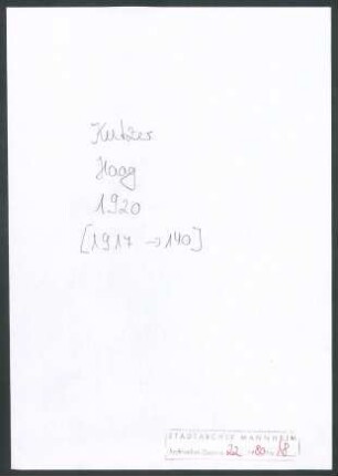 Kutzer, [Theodor], Oberbürgermeister der Stadt Mannheim, Schriftwechsel mit Wichert