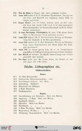 Stiche, Lithographien etc. (Nr. 611-988)