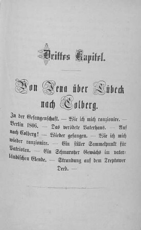 Drittes Kapitel. Von Jena über Lübeck nach Colberg