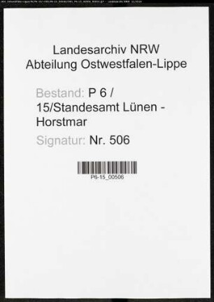 Sterberegister Standesamt Lünen-Horstmar