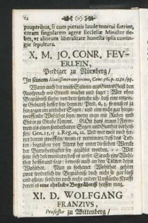 X. M. Jo. Conr. Feuerlein, Prediger zu Nürnberg