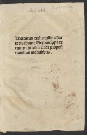 De principiis rerum naturalium. De propositionibus modalibus