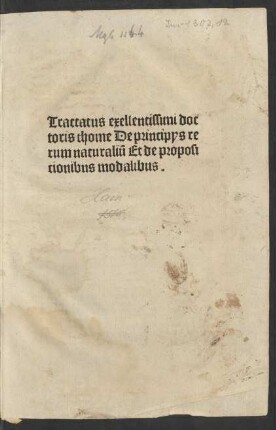 De principiis rerum naturalium. De propositionibus modalibus