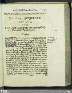 Die LXXVII. Hochzeitpredigt. Ex Syr.41.v.23