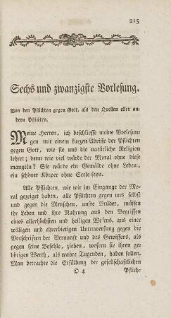 Sechs und zwanzigste Vorlesung