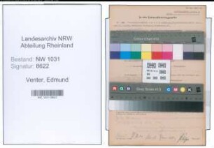 Entnazifizierung Edmund Venter , geb. 31.01.1898 (Steuerinspektor)