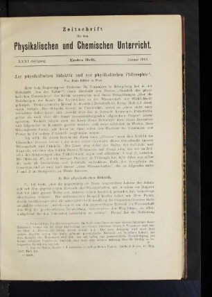 Zur physikalischen Didaktik und zur physiklaischen Philosophie.