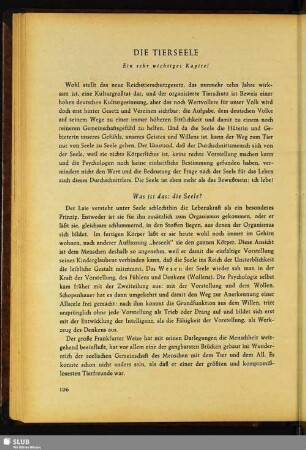 Die Tierseele : Ein sehr wichtiges Kapitel