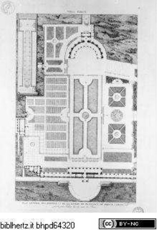 Choix des plus célèbres maisons de plaisance de Rome et de ses environs, Tafel 2: Plan général des jardins et de la maison de plaisance du Prince Albani