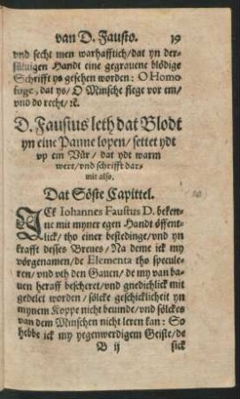 D. Faustus leth dat Blodt yn eine Panne lopen ... Dat Söste Capittel.