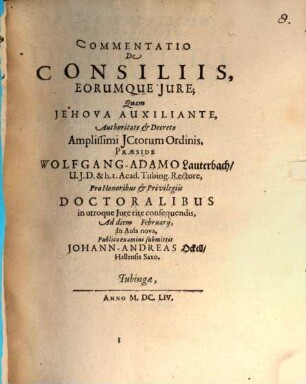 Commentatio De Consiliis, Eorumque Jure