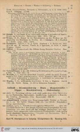 Anhalt- Braunschweig- Harz-Hansestädte- Lippe- Mecklenburg- Oldenburg (Nr. 853-970)
