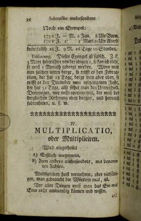 IV. Multiplicatio, oder Multipliciren.