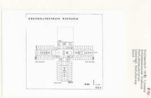 Kreiskrankenhaus Wiesloch (Diplomarbeit bei Peter Poelzig): Grundriss 2. Obergeschoss 1:200