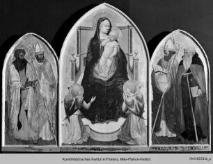 Triptychon: Maria mit dem Kind und Engeln, auf den Seitentafeln Heilige: Bartholomäus, Blasius, Juvenal und Antonius Abbas