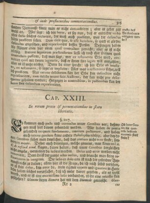 Cap. XXIII. De rerum pretio & permutationibus in statu libertatis.
