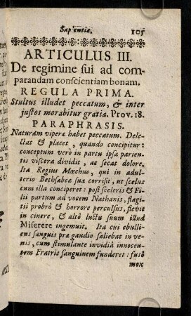 105-155, Articulus III. De regimine sui ad comparandam conscientiam bonam.