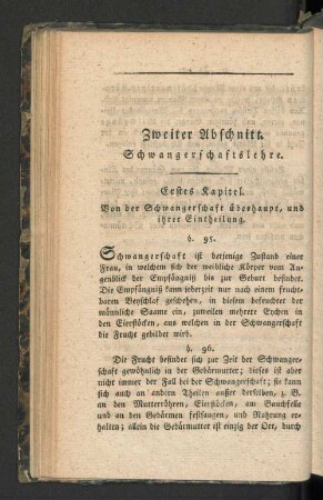 Erstes Kapitel. Von der Schwangerschaft überhaupt, und ihrer Eintheilung.