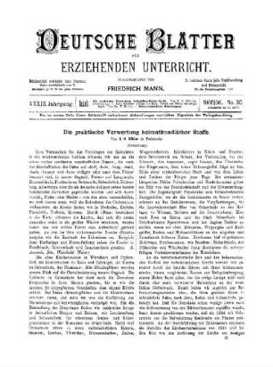 Die praktische Verwertung heimatkundlicher Stoffe : (Fortsetzung)