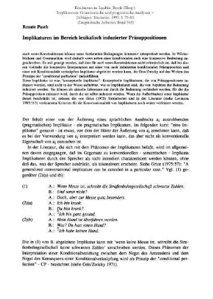 Implikaturen im Bereich lexikalisch induzierter Präsuppositionen