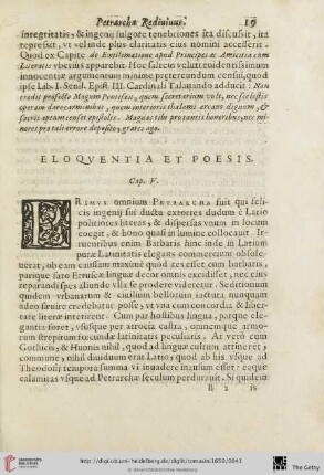 Cap. V: Eloquentia, et Poesis