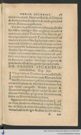 De Primis Sicambrorum Sedibus. Cap. IV.