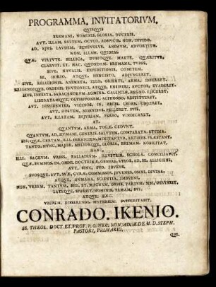 Programma, Invitatorium.