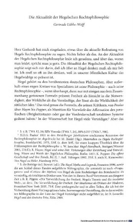 Die Aktualität der Hegelschen Rechtsphilosophie